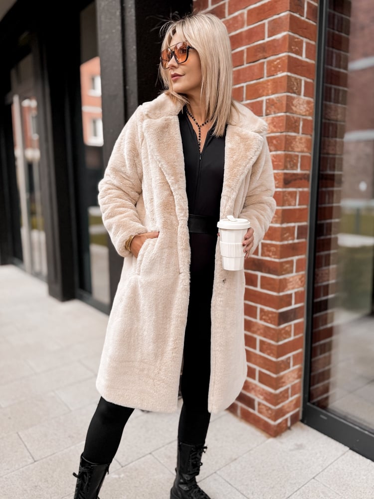 PŁASZCZ FUTERKO SABELLA JASNOBEŻOWY