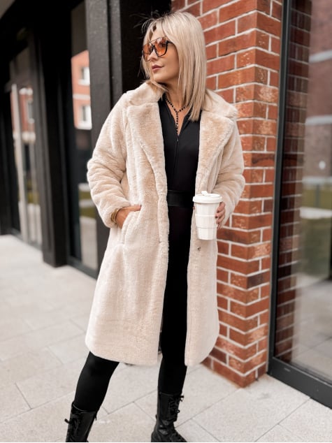 PŁASZCZ FUTERKO SABELLA JASNOBEŻOWY