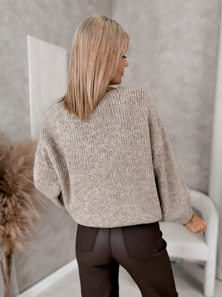 SWETER CASPIAN CIEMNOBEŻOWY