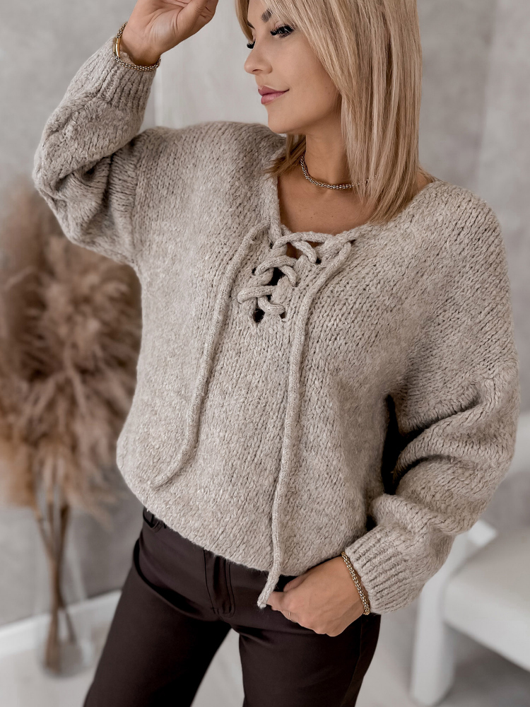 SWETER CASPIAN CIEMNOBEŻOWY