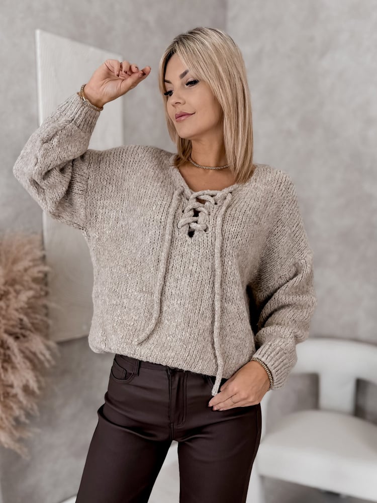 SWETER CASPIAN CIEMNOBEŻOWY