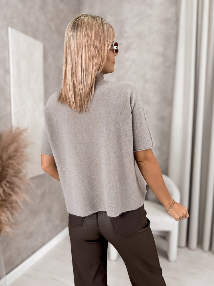 SWETER ASLAN CIEMNOBEŻOWY