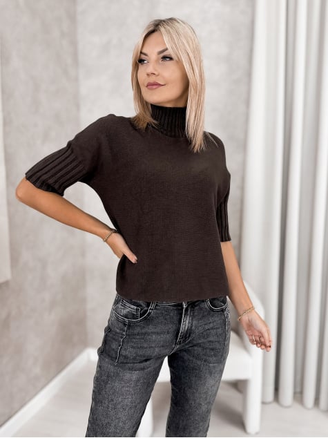 SWETER RAFFE BRĄZOWY