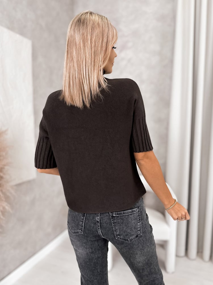 SWETER RAFFE BRĄZOWY