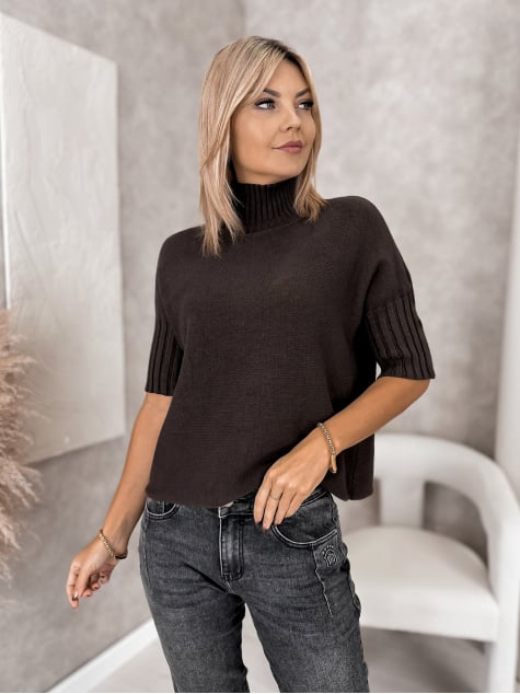 SWETER RAFFE BRĄZOWY