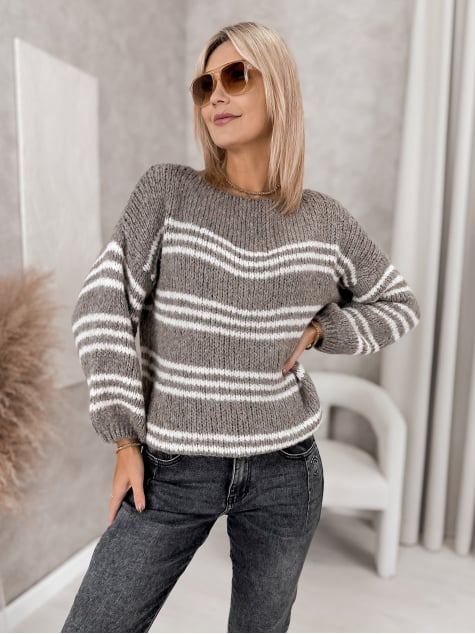 SWETER RILIAN CIEMNOBEŻOWY