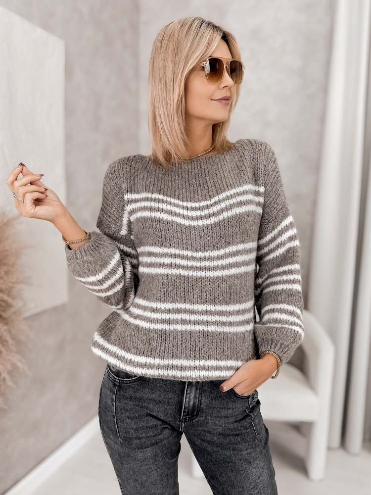 SWETER RILIAN CIEMNOBEŻOWY