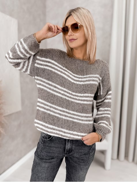 SWETER RILIAN CIEMNOBEŻOWY