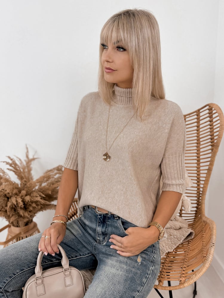 SWETER RAFFE BEŻOWY