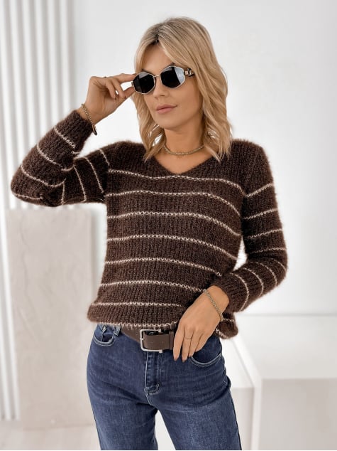 SWETER NESTA BRĄZOWY