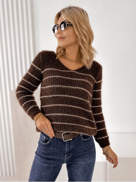 SWETER NESTA BRĄZOWY