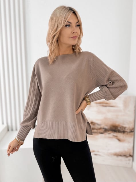 SWETER FEYRE CIEMNOBEŻOWY