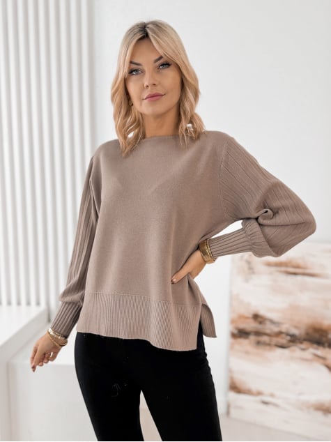 SWETER FEYRE CIEMNOBEŻOWY