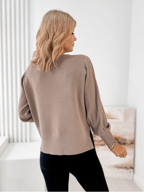 SWETER FEYRE CIEMNOBEŻOWY