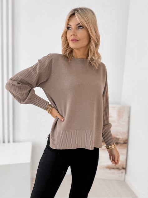 SWETER FEYRE CIEMNOBEŻOWY