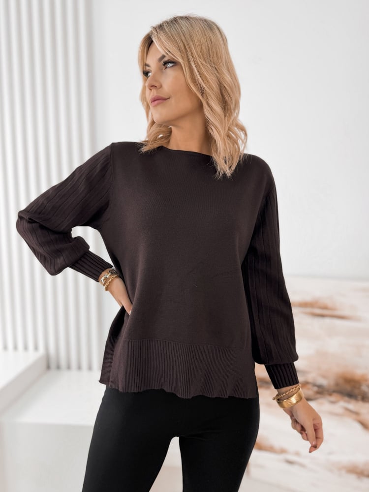 SWETER FEYRE BRĄZOWY