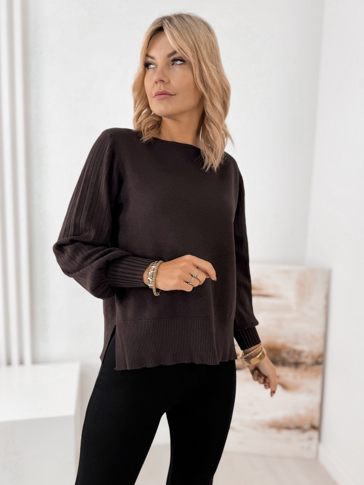 SWETER FEYRE BRĄZOWY