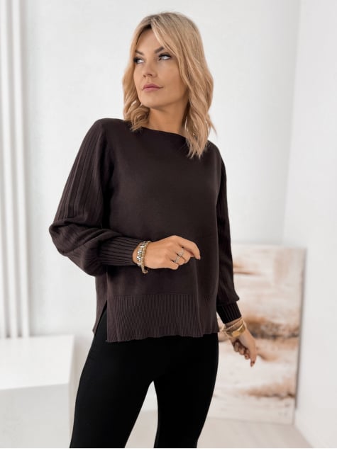 SWETER FEYRE BRĄZOWY