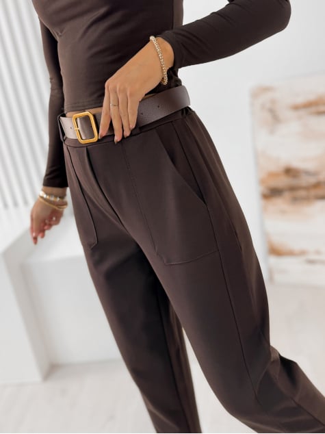 SPODNIE SERAFINE CIEMNOBRĄZOWE