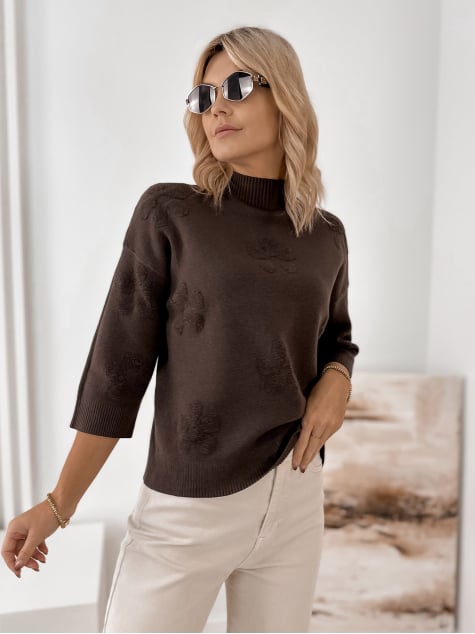 SWETER SELDEN BRĄZOWY