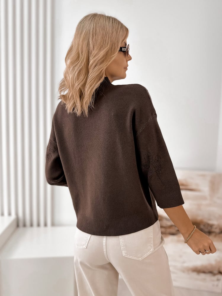 SWETER SELDEN BRĄZOWY