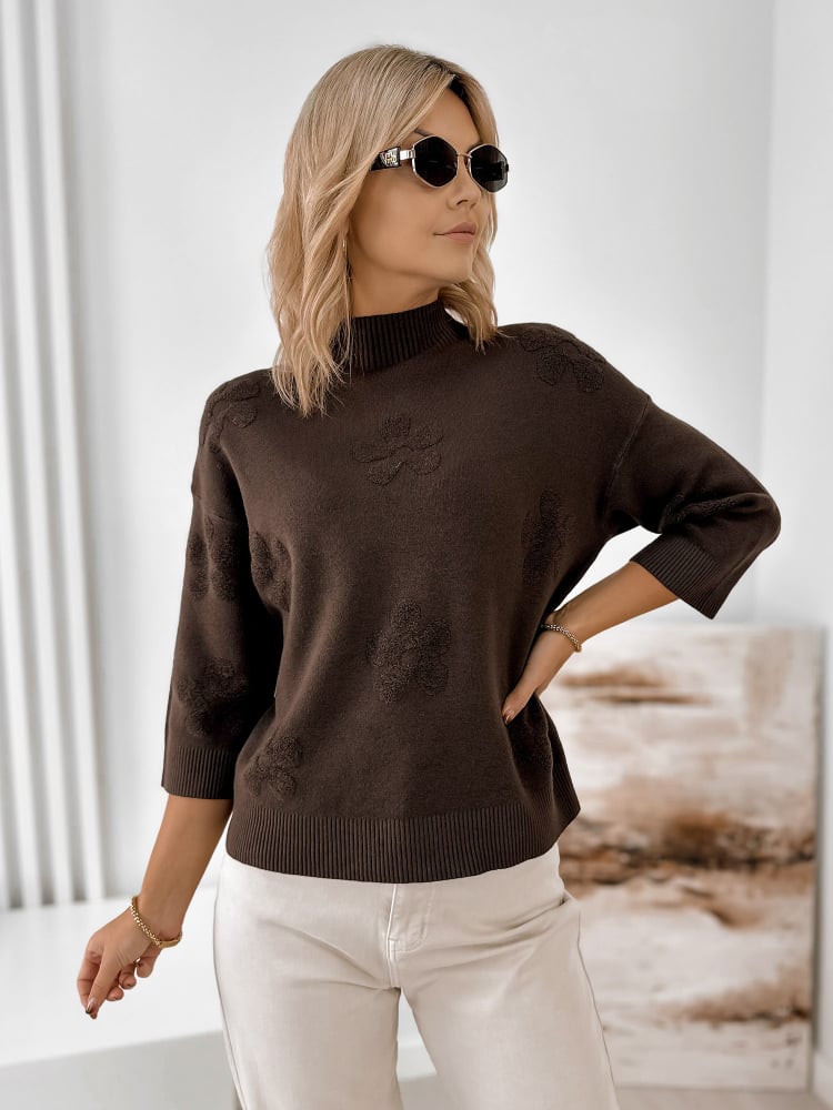 SWETER SELDEN BRĄZOWY