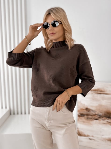 SWETER SELDEN BRĄZOWY