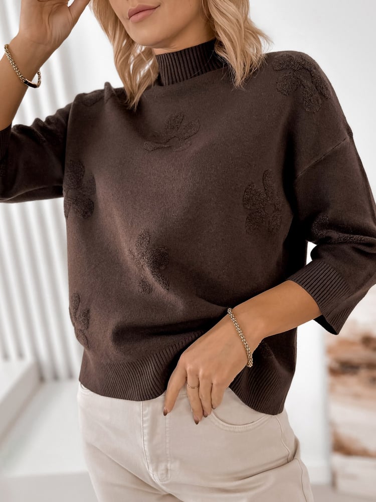 SWETER SELDEN BRĄZOWY