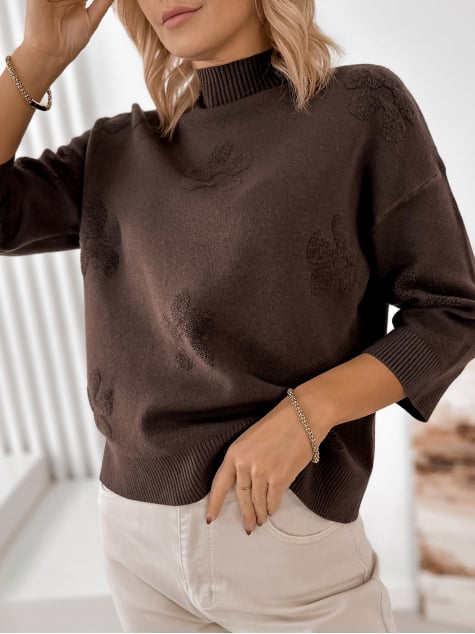 SWETER SELDEN BRĄZOWY