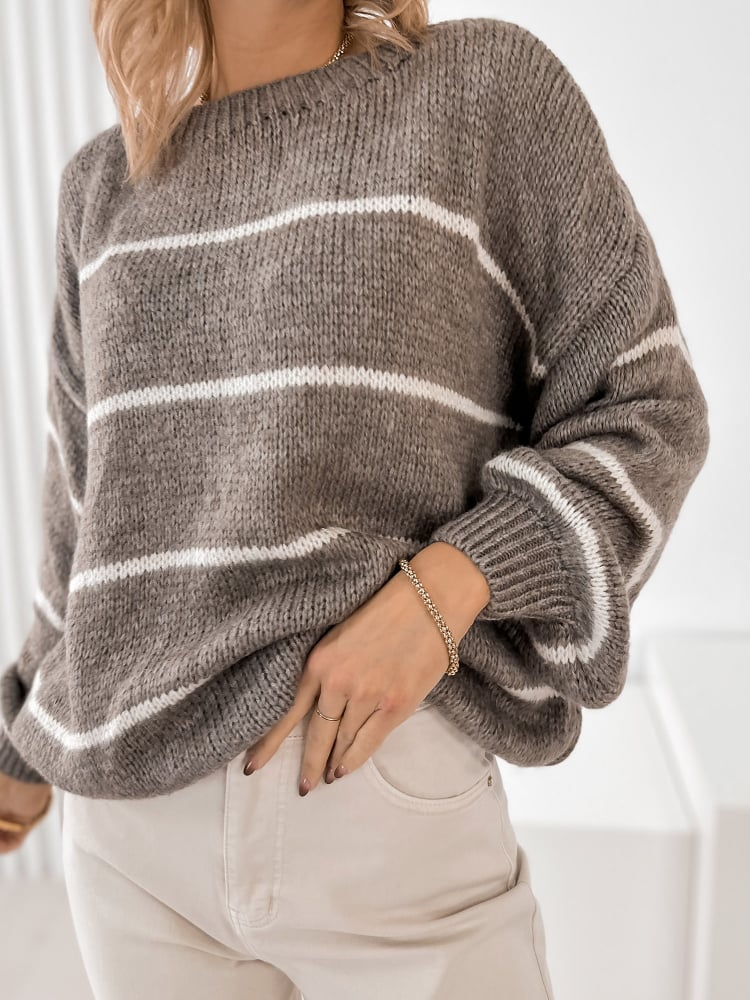 SWETER ASHBURY CIEMNOBEŻOWY