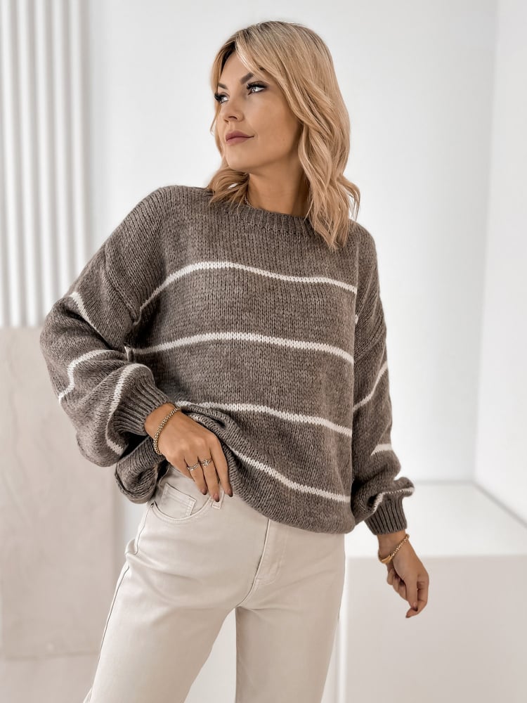 SWETER ASHBURY CIEMNOBEŻOWY