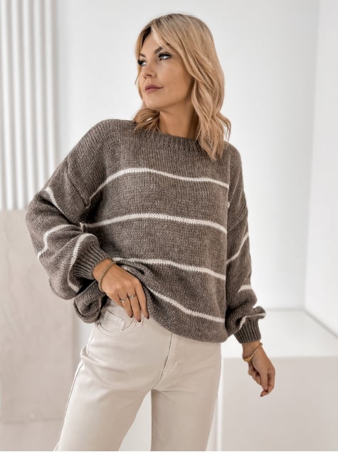 SWETER ASHBURY CIEMNOBEŻOWY