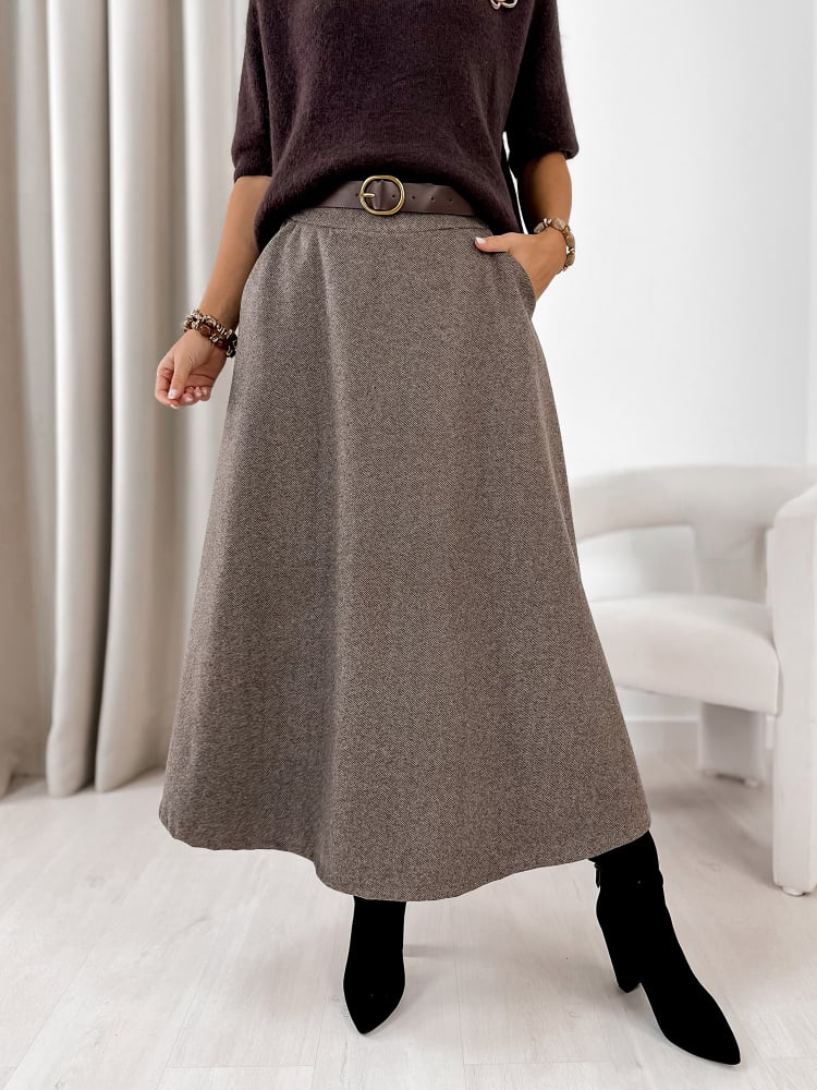 SPÓDNICA TOVE CIEMNOBEŻOWA