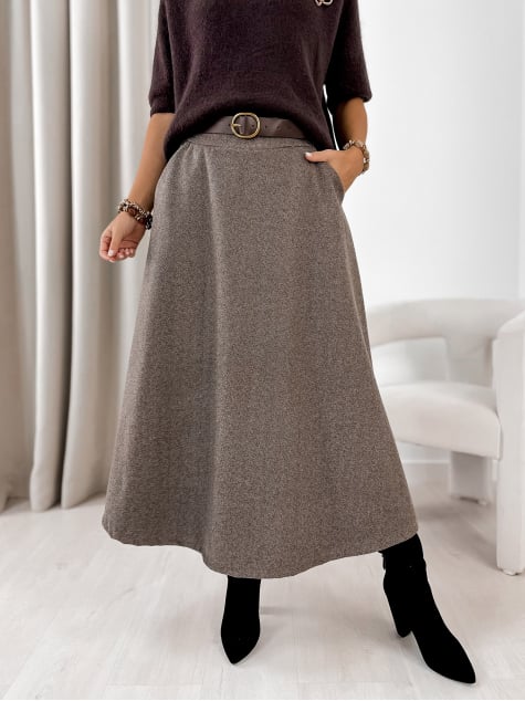 SPÓDNICA TOVE CIEMNOBEŻOWA