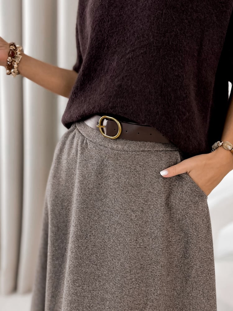 SPÓDNICA TOVE CIEMNOBEŻOWA