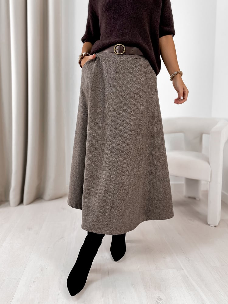 SPÓDNICA TOVE CIEMNOBEŻOWA