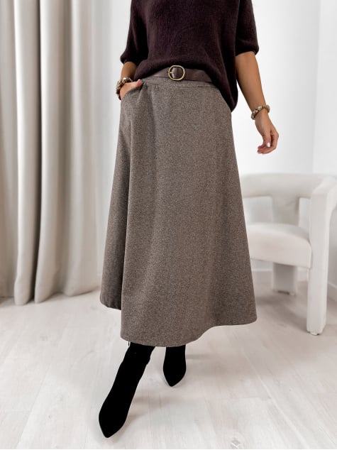 SPÓDNICA TOVE CIEMNOBEŻOWA