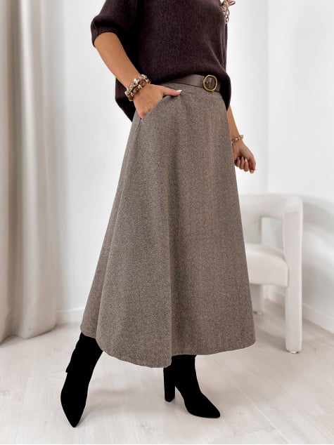 SPÓDNICA TOVE CIEMNOBEŻOWA