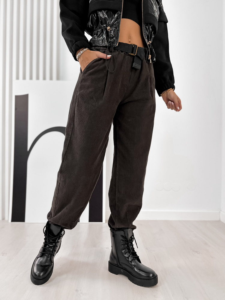 SPODNIE SZTRUKSOWE AMADO BRĄZOWE