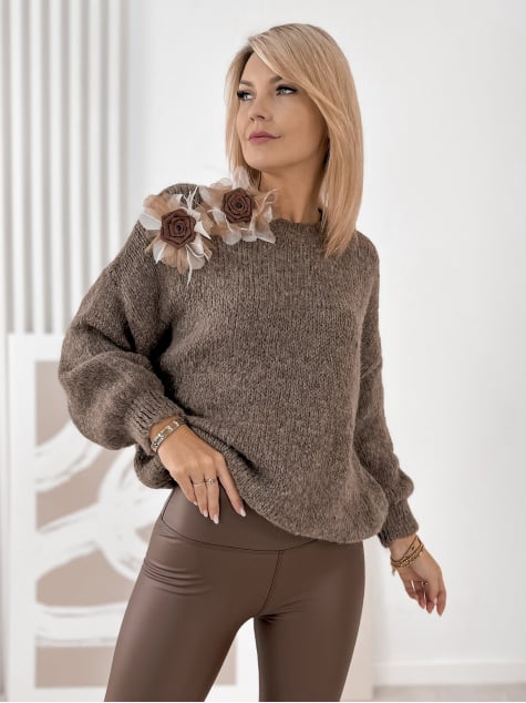 SWETER SIMAO CIEMNOBEŻOWY