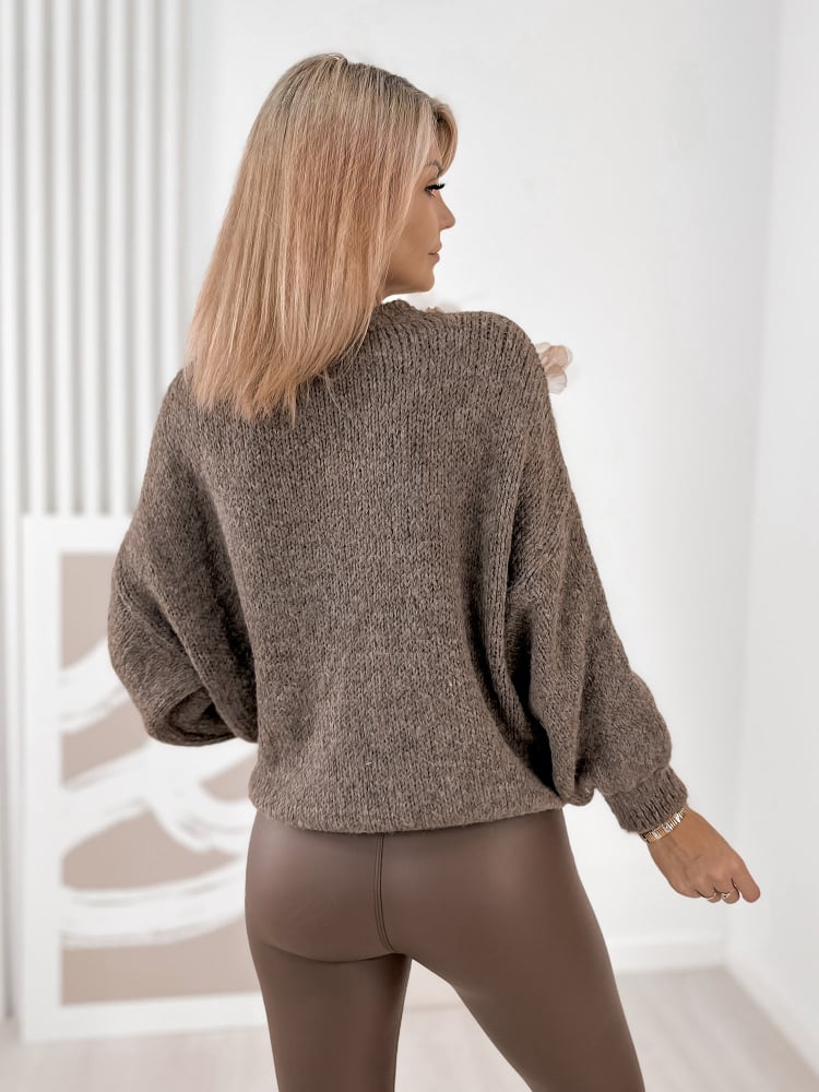 SWETER SIMAO CIEMNOBEŻOWY