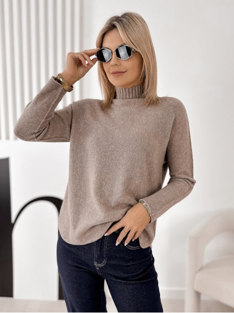 SWETER HALDIR CIEMNOBEŻOWY