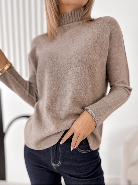 SWETER HALDIR CIEMNOBEŻOWY