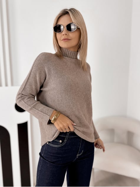 SWETER HALDIR CIEMNOBEŻOWY