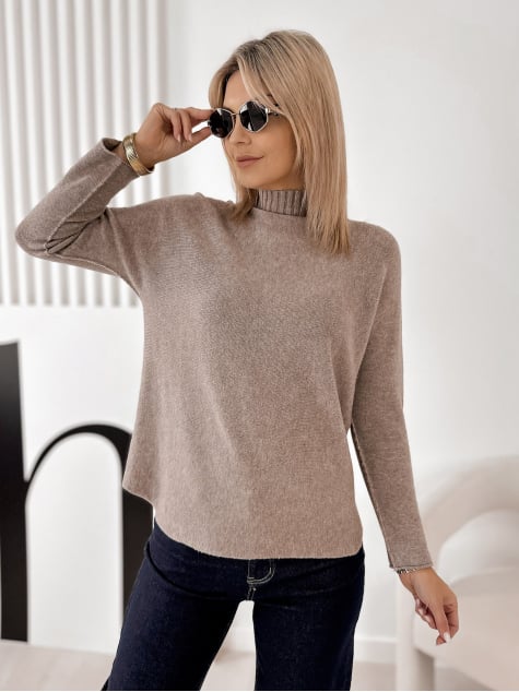 SWETER HALDIR CIEMNOBEŻOWY