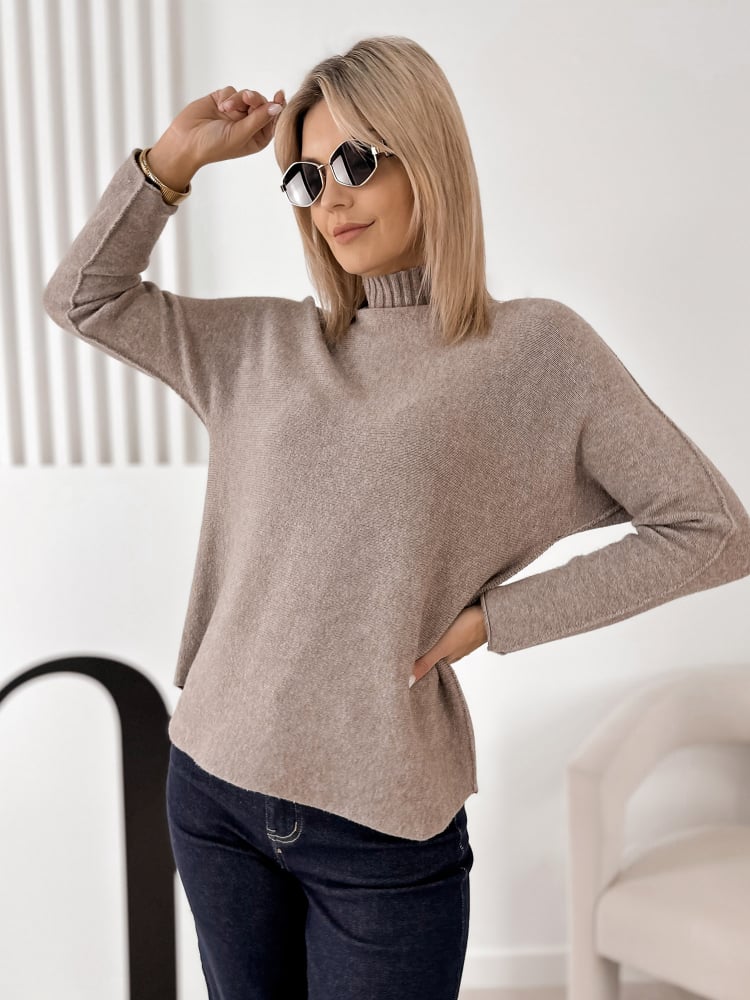 SWETER HALDIR CIEMNOBEŻOWY