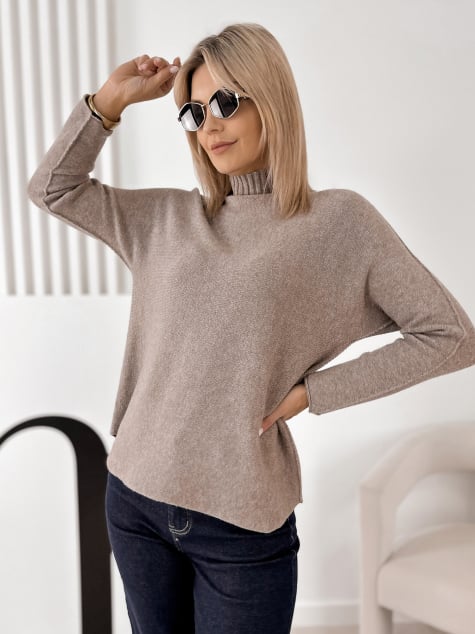 SWETER HALDIR CIEMNOBEŻOWY