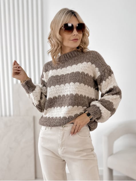 SWETER FOYLE CIEMNOBEŻOWY