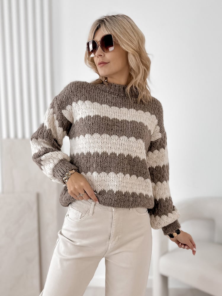 SWETER FOYLE CIEMNOBEŻOWY