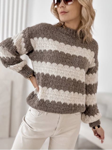 SWETER FOYLE CIEMNOBEŻOWY